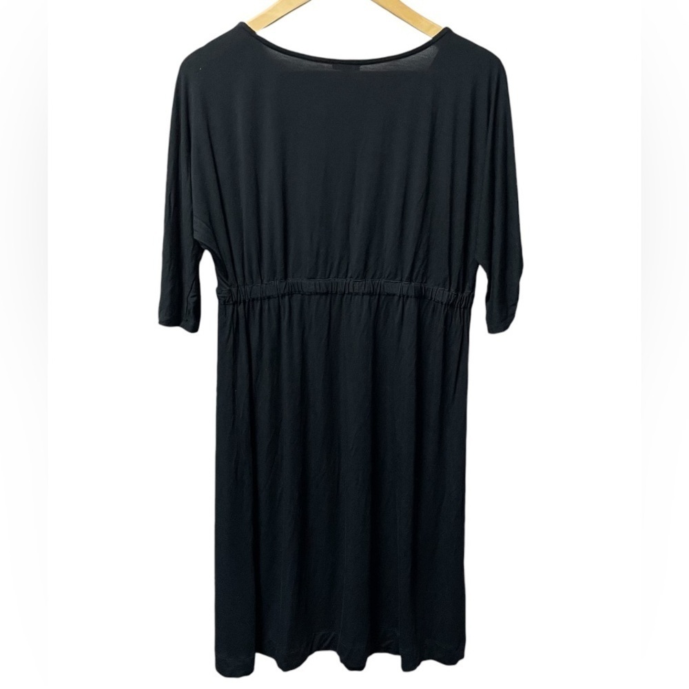 Soma Black Elastic Drawstring Dress Soft 3/4 Sleeves Women’s Medium V Neck - Picture 2 of 13
